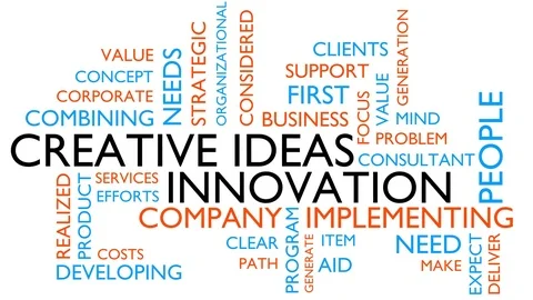 Creative idea, innovation word tag cloud. Loop able, white variant Video stock 83866418