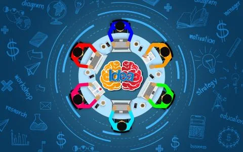 Creative idea. inspiration planning brain icon head concept. teamwork. busine Illustrazione stock