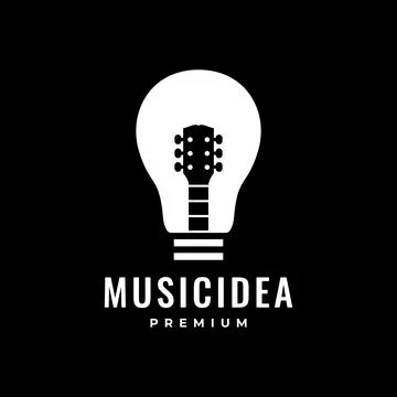 Creative idea lamp light guitar music song writer modern clean minimal logo.. Stock Illustration