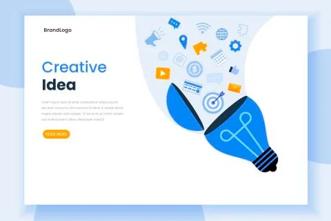 Creative idea landing page website template Stock Illustration