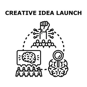 Creative idea launch concept generating innovation solutions Stock Illustration