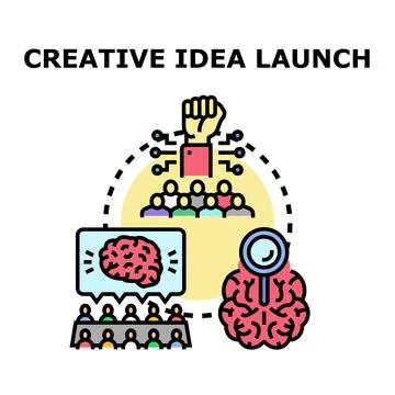 Creative idea launch concept generating innovation solutions Stock Illustration