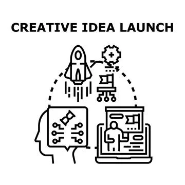 Creative idea launch process innovation strategy development 库存插图