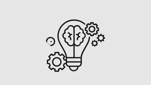 Creative Idea Light Bulb with Brain and Gears Path Reveal Transparent Background 스톡 동영상 337661425