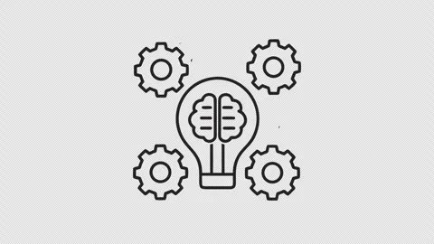 Creative Idea Light Bulb with Brain and Gears Path Reveal Transparent Background 스톡 동영상 337661464