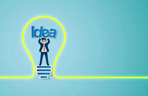 Creative idea light bulb icon. businessman standing in the lamp. isolated on  Stock-Illustration
