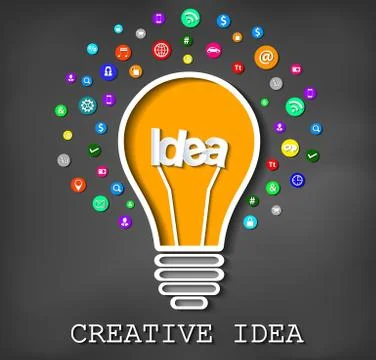 Creative idea light bulb icon. on blackboard background. vector illustration. Stock Illustration