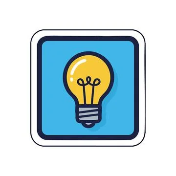 (Creative Idea Light Bulb Icon. Hand drawn illumination symbol in a vibrant.. Illustrazione stock