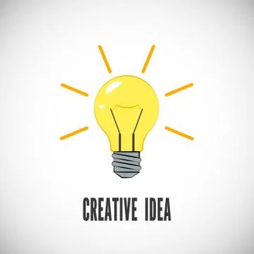 Creative idea. Light bulb with rays shine. Business or start up concept. Ener Stock Illustration