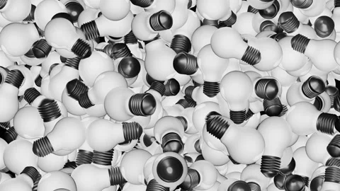 Creative Idea Light Bulb Thinking realistic lamp Loop Background Animation. Stock Footage 186199933