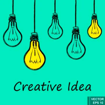 Creative idea. Light bulb. Thoughts. For your design. Stock Illustration