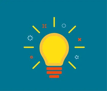 Creative idea with light lamp bulb, line rays, design element on dark background イラスト素材