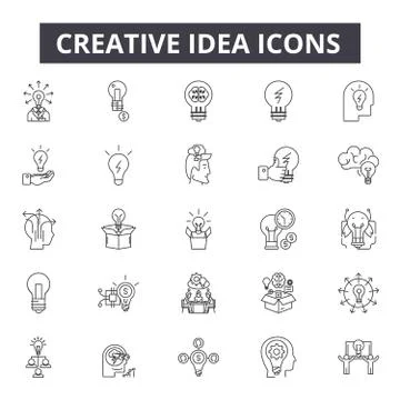 Creative idea line icons for web and mobile design. Editable stroke signs Stock Illustration