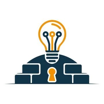 Creative Idea Lock Innovation Security Technology Logo Stock Illustration