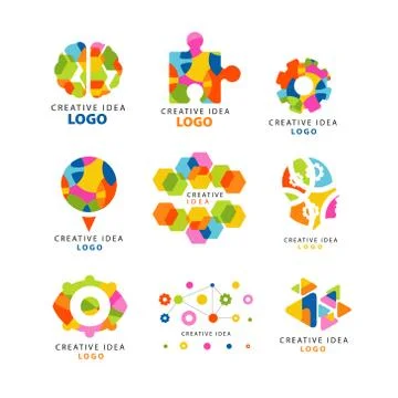 Creative idea logo, abstract colorful elements and symbols for web site Stock Illustration