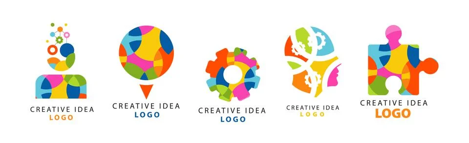 Creative Idea Logo and Label Design Vector Set Stock Illustration