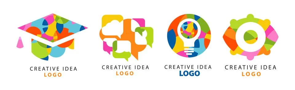 Creative Idea Logo and Label Design Vector Set Stock Illustration