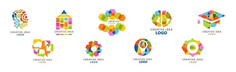 Creative Idea Logo and Label Design Vector Set Stock Illustration