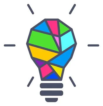 Creative idea logo. Color puzzle lamp. Light bulb Stock Illustration