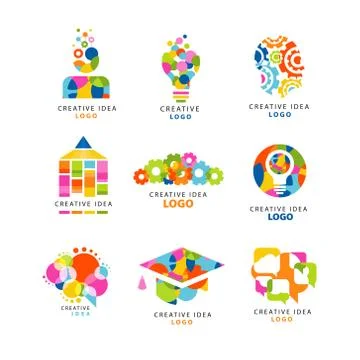 Creative idea logo design template, abstract colorful elements and symbols for Stock Illustration