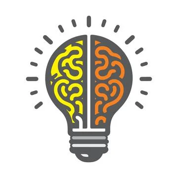 Creative idea logo with half light bulb and brain. イラスト素材