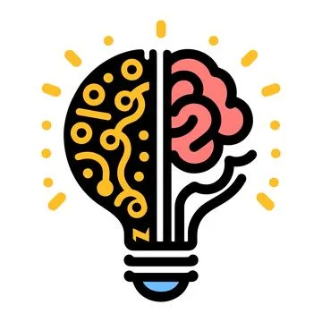 Creative idea logo with half light bulb and brain. Stock Illustration