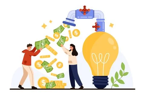 Creative idea to make money, smart project, innovation monetization by tiny イラスト素材