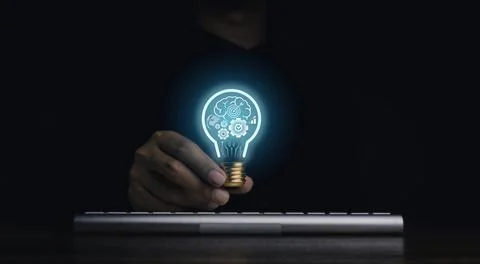 Creative idea management, solution, innovation, knowledge technology, and ins Stock Photos