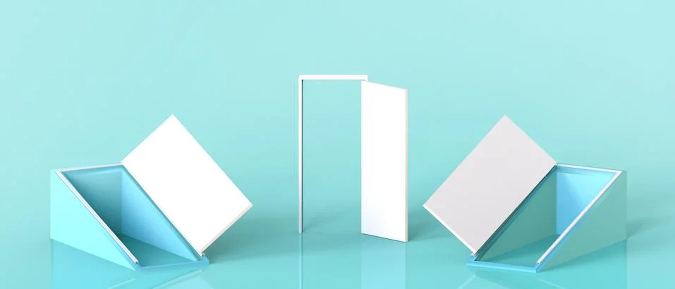 Creative idea Open Door Different simplicity and Concept on Green Stock Illustration