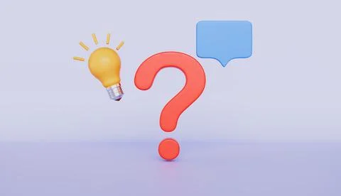 Creative idea or FAQ with text bubbles, a question mark with light bulb Stock Illustration