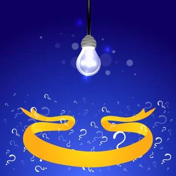 Creative idea poster with lamp and ribbon , creative cartoon illustration for Stock Illustration