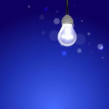 Creative idea poster with lamp  on dark bluecreative cartoon illustration for we Stock Illustration