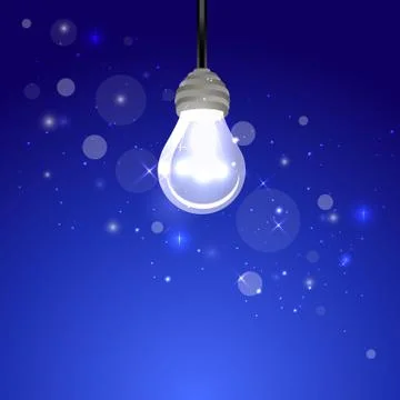 Creative idea poster with lamp  on dark bluecreative cartoon illustration for we Stock Illustration