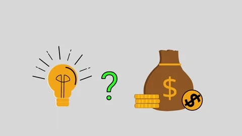 Creative Idea to Profit Concept with Light Bulb and Money Bag Animation Loop Vídeo Stock 336946843