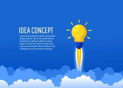 Creative idea rocket flies up into the sky. Startup, creating a new concept,  Stock Illustration