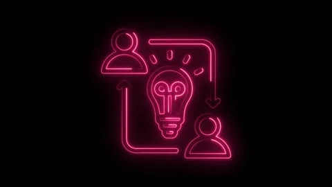 Creative idea sharing neon style animated concept for collaboration and inn.. Stock Footage 346004426