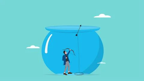 Creative idea to solve business problem with businessman who launches an ar.. Illustrazione stock