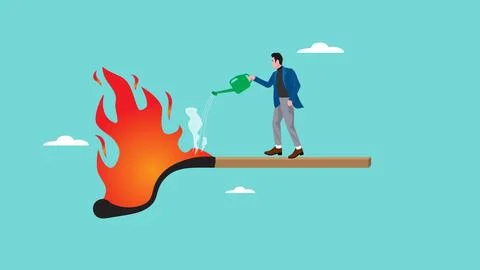 Creative idea to solve problem, save assets from financial crisis or econom.. Illustrazione stock