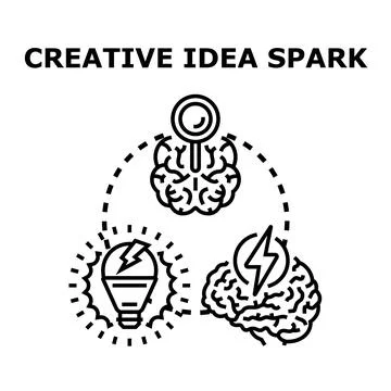 Creative idea spark concept generating imagination process 库存插图