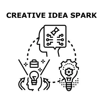Creative idea spark generating innovative solutions process Stock Illustration