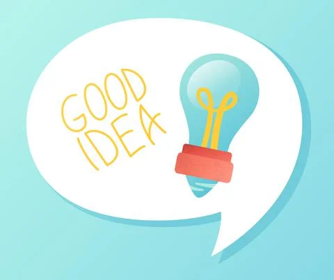 Creative Idea speech bubble with light bulb banner design for education Stock Illustration