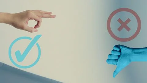 Creative idea Success Checkmarks and wrong signs. Business concept Stock Illustration