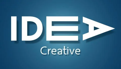 Creative idea text icon. on blue background. logo. vector illustration Stock Illustration