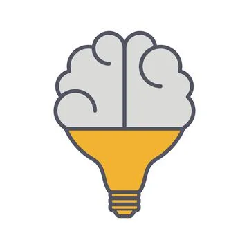 Creative Idea Thin Line Icon. Brain in lightbulb innovation logo. Vector Illu Stock Illustration