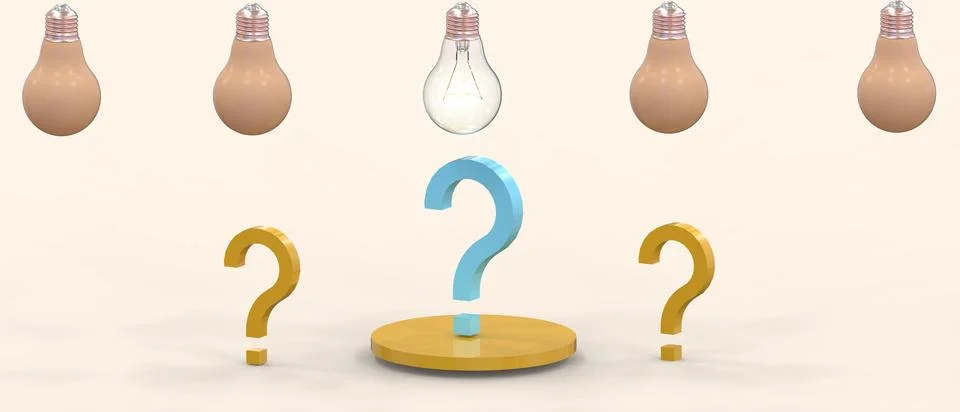Creative idea thinking inspiration light bulbs and Question mark for Business Stock Illustration