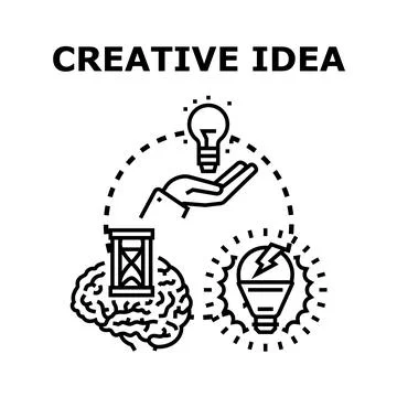 Creative idea thought process bulb hand brain 스톡 일러스트