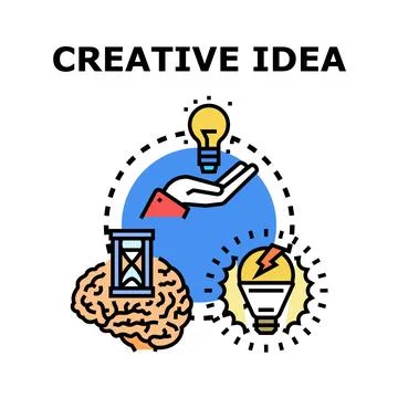 Creative idea thought process bulb hand brain 스톡 일러스트