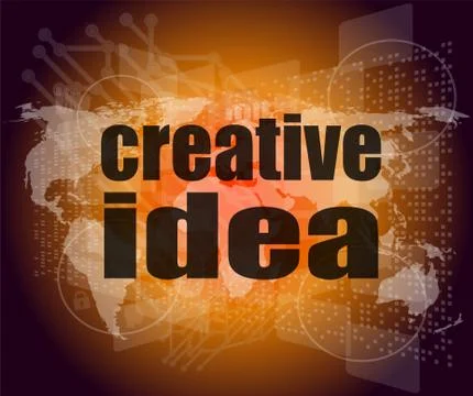 Creative idea words on digital screen. business concept Stock Illustration