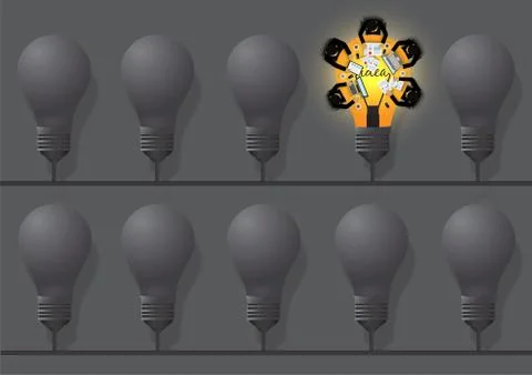 Creative ideas about the lamp. Different and distinctive lamps are lined in a Stock Illustration