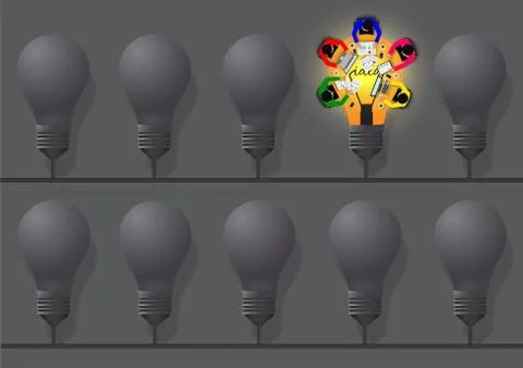 Creative ideas about the lamp. Different and distinctive lamps are lined in a Stock Illustration